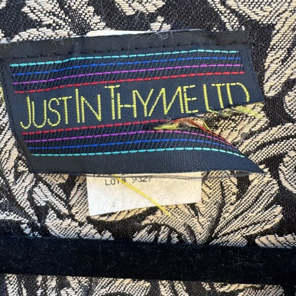 Just In Thyme Vintage Womens Leaf Pattern Brocade Cuff Sleeve Open Front Blazer - Picture 2 of 9